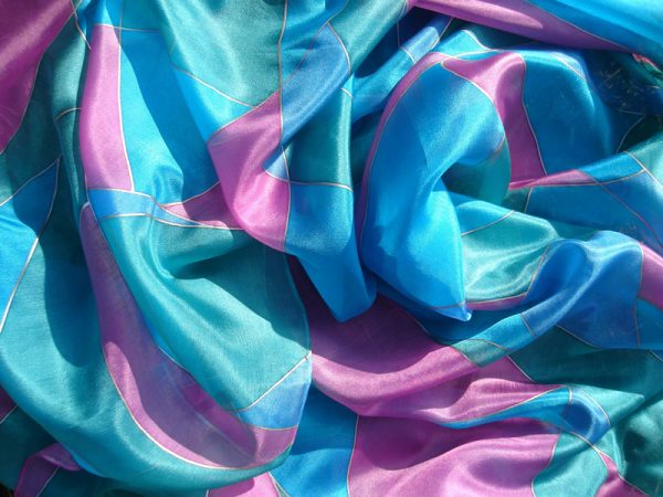 Kézzel festett selyemkendő - gondtalan nyár