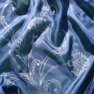 Kézzel festett selyemsál - Búzavirágok