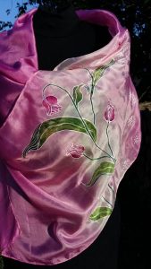 Kézzel festett selyemsál - Színátmenetes tulipán