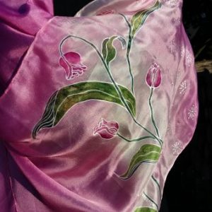 Kézzel festett selyemsál - Színátmenetes tulipán