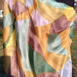 Kézzel festett selyemkendő, pasztell színű